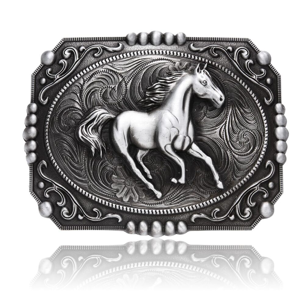 2234 Vintage Running Horse Belt Buckles , Rodeo Cowboy Belt Buckle , Large